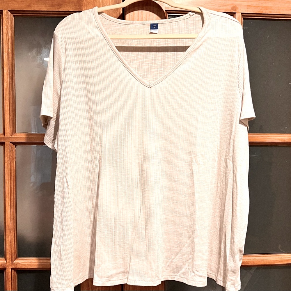 Old Navy Luxe Cream V-Neck Short Sleeve Top 2X